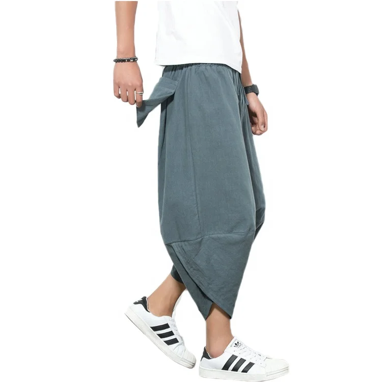 

New hot manufacturers direct fashion design Men's Linen Lantern Pants Loose Wide Leg Pants Harem Beach Pants Plus Size Trousers