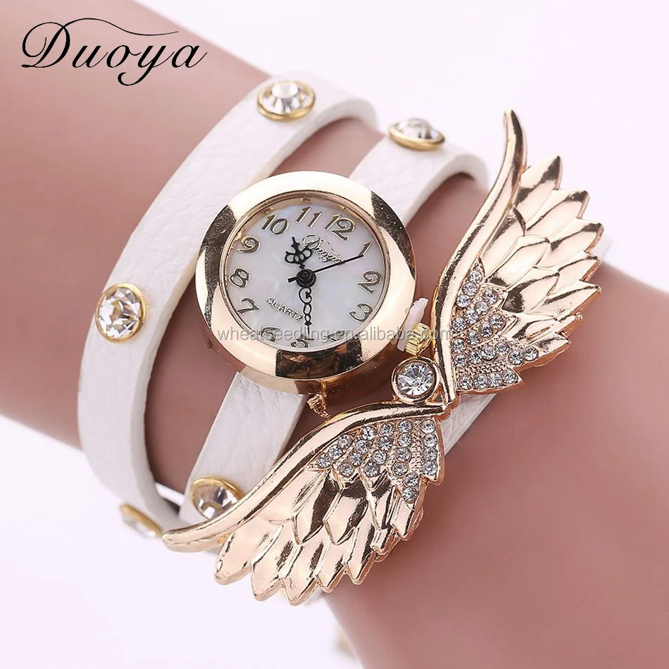 

Duoya Brand Watch Women Gold Wing PU Leather Fashion Casual Bracelet Watch Women Dress Luxury Quartz Wristwatches Relojes, Available