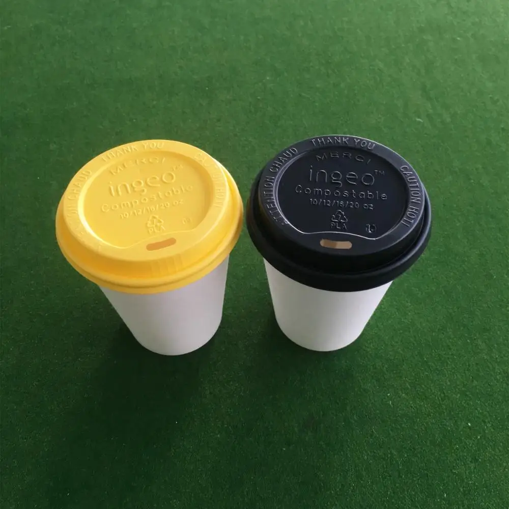 100% biodegradable and compostable PLA Plastic white coffee cup lid