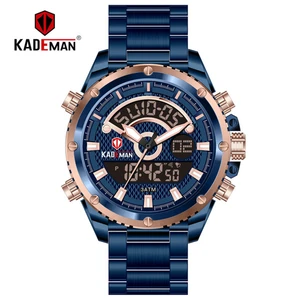 kademan 6126 Sports Watch Luxury Dual Display Digital Wristwatch TOP Brand Fashion Male Watch Stainless Steel Relogio Masculino