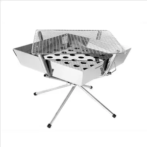 Image of stainless steel 304+430+201 foldable portable BBQ Grills with Storage Organization Bag outdoor camping garden BBQ party