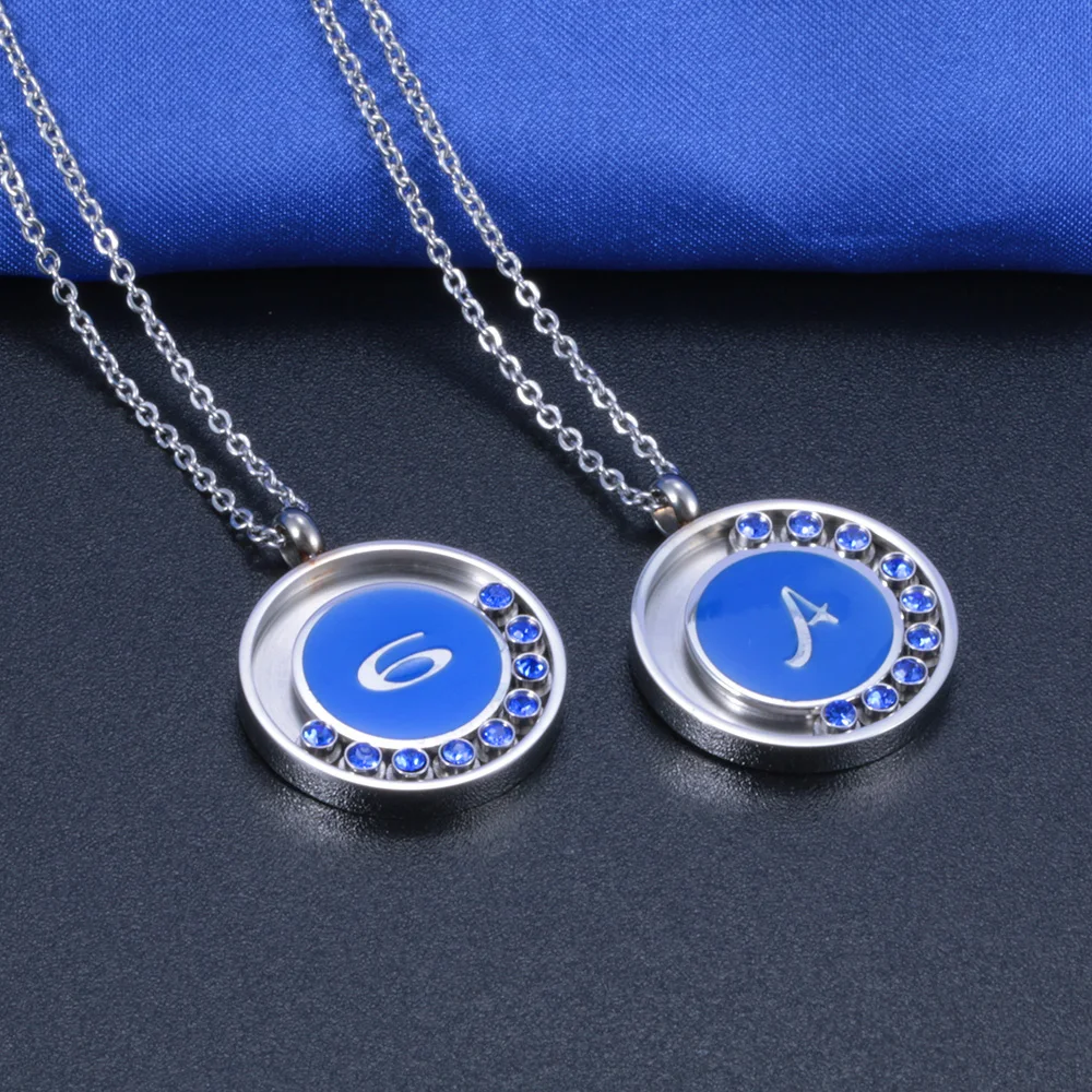 2019 New Arrival Removable Birthstone Stainless Steel Inital Letter Number Design Jewelry Necklace Women