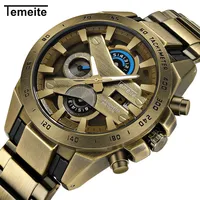

TEMEITE Mens Quartz Wristwatches Waterproof Fashion Chronograph Military Watches Copper Steel Relogio Masculino Dropshipping