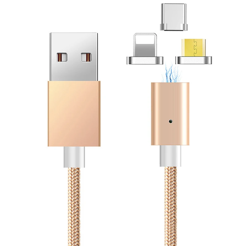New 3 in 1 nylon Braided USB Type C magnetic usb cable,magnetic charging cable for iPhone samsung