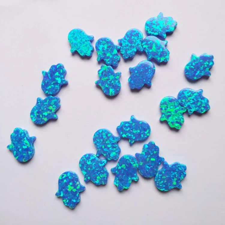 

Wholesale OP05 Blue Color 8x10mm Hamsa Shape Synthetic Hand Opal Loose Stone for Pendant, Fashionable