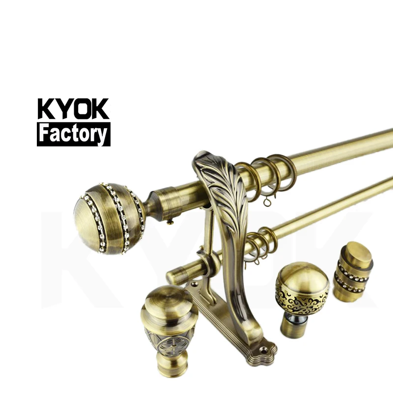 

KYOK curtain rod and accessories chrome color aluminum curtain tube high quality, Ab/ac/mn/bp/mp/bk or customized