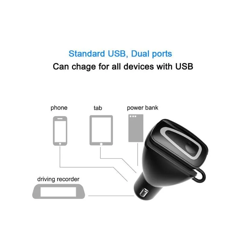 Portable Wireless Bluetooth Handsfree Headset 2in1Car Charger Magnetic and USB car charger with earphone headphone - ANKUX.COM