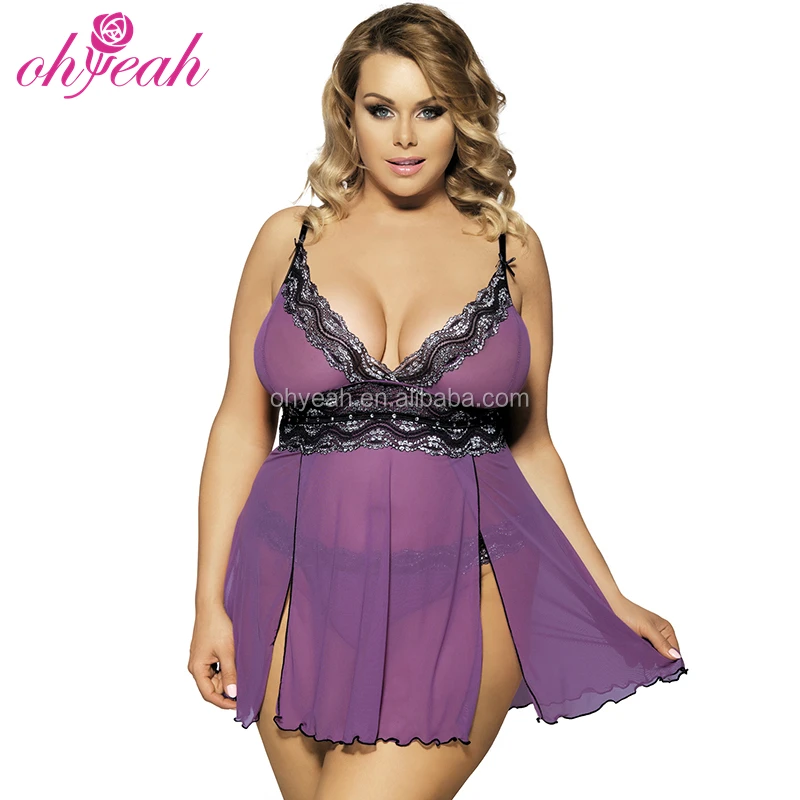 

Factory Price Baby Doll Dress Night Wear Sexy See Through Sleepwear Lingerie For Fat Women