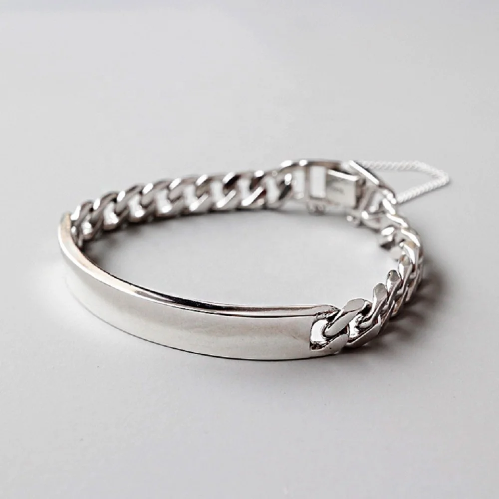 

New 2019 Wholesale 925 Sterling Silver Bracelet Simple Link Chain Platinum Plated Luxury Bracelets For Women Bridal Wedding Gift