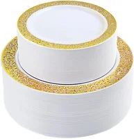 

Heavy Duty Gold Disposable Lace Design Plastic plates