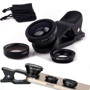 high quality 3 in 1 Fisheye Lens smart Phone Clip Lens Fish Eye Wide Angle Macro Camera Lens for iPhone 6 7 7plus