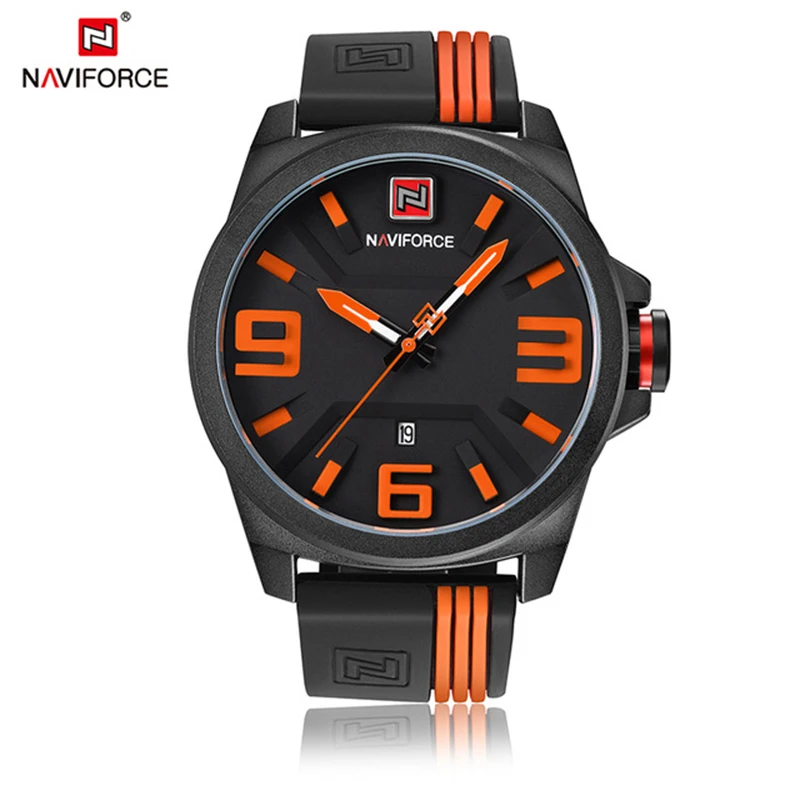 

Naviforce 9098 Brand Luxury Men Watches Fashion 3D Big Dial Date Clock Silicone Strap Waterproof Sports Military Quartz Watch