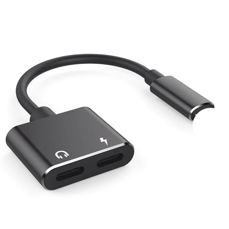 
2 in 1 Jack Charging Audio Adapter Double 8 pin Music or Call Headphone metal splitter Charger Converter for iPhone 8 IOS 12 