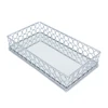New design white chrome plating circle style storage mirror tray as beside table