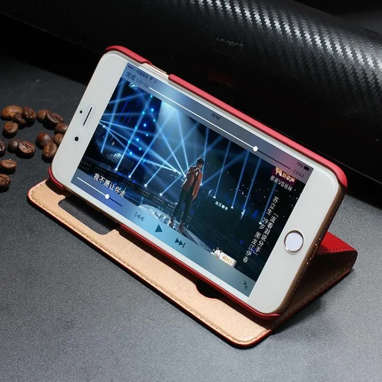 Double Open Window Flip Answer leather Mobile Phone Case For Iphone 6/6s plus 7 7plus