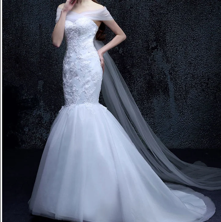 Vintage Pure White African Mermaid Wedding Dresses Lace Appliques Beading Court Train Marriage Wedding Dress