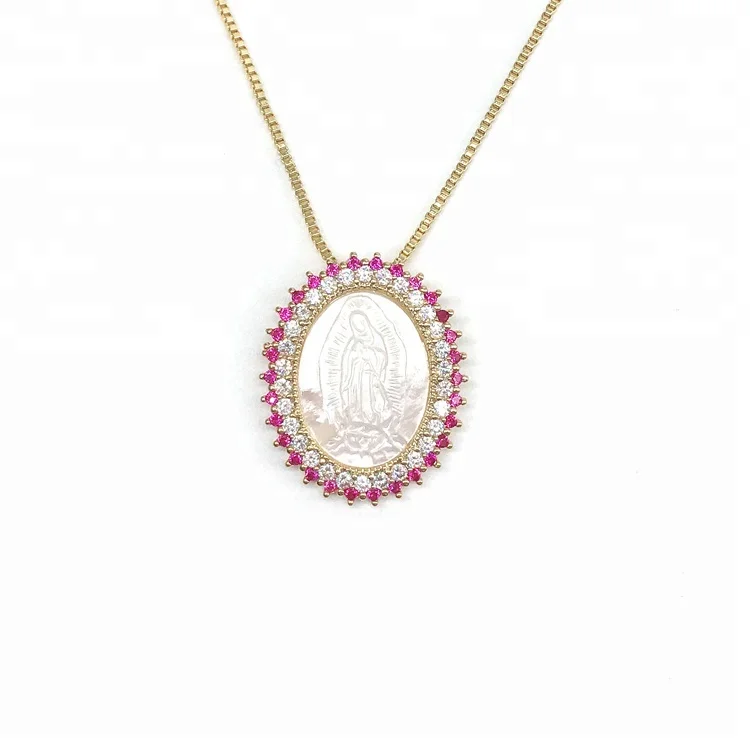 

Fashion hot sale factory wholesale brass medal virgin mary gold Guadalupe pendant necklace, Gold;rose gold;silver;black