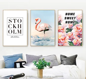Gaya Nordic Modern Mode Hewan Flamingo Art Print Lukisan Dengan Ps