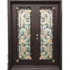 2019 top sell New York Style Villa decoration square top front entry double wrought iron design doors factory
