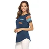 Custom Apparel O-Neck Short Sleeve Women Printed Basic Cotton Pocket Blouses