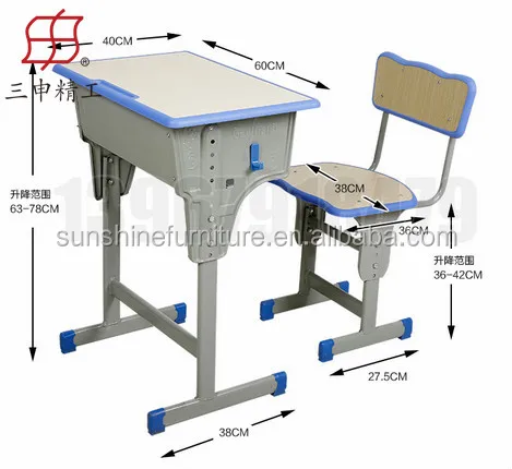 2015 estilo caliente madera estándar aula sola escuela escritorio con