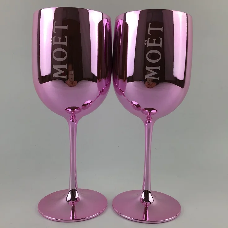 

Branded Pink Rose Champagne Glass Goblet For Bar Clubs Party, White/gold/pink/black