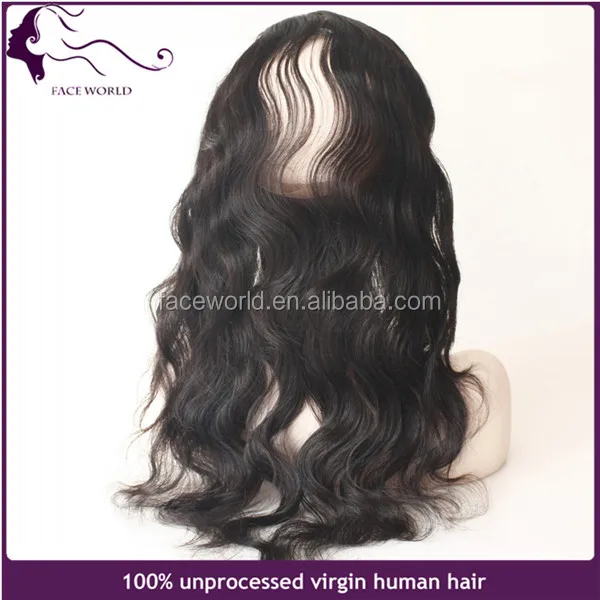 

Online selling wholesale body wave indian hair 360 lace frontal wig, Natural color