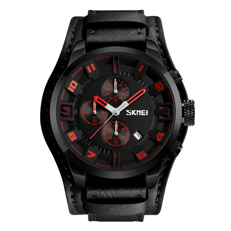

SKMEI 9165 New Fashion Sport Quartz Watches Men Luxury Business Leather Waterproof Clock Relogio Masculino