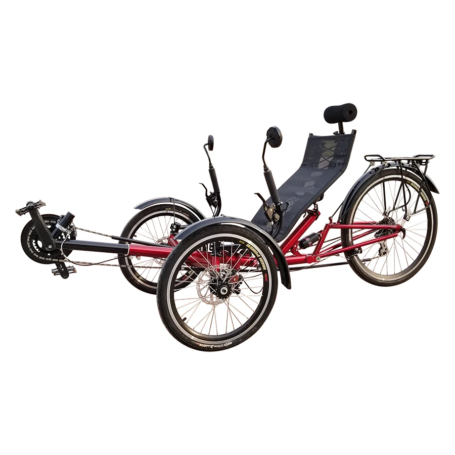 Foldable Electric Recumbent Trike Bicycle with Rear Suspension