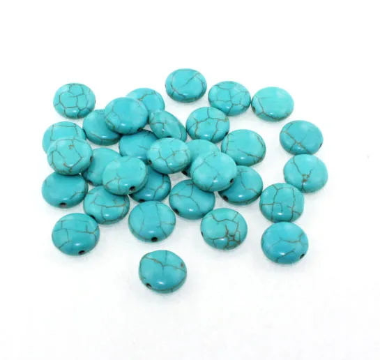 

Turquoise Howlite Flat Round Shape Gemstone Loose Beads