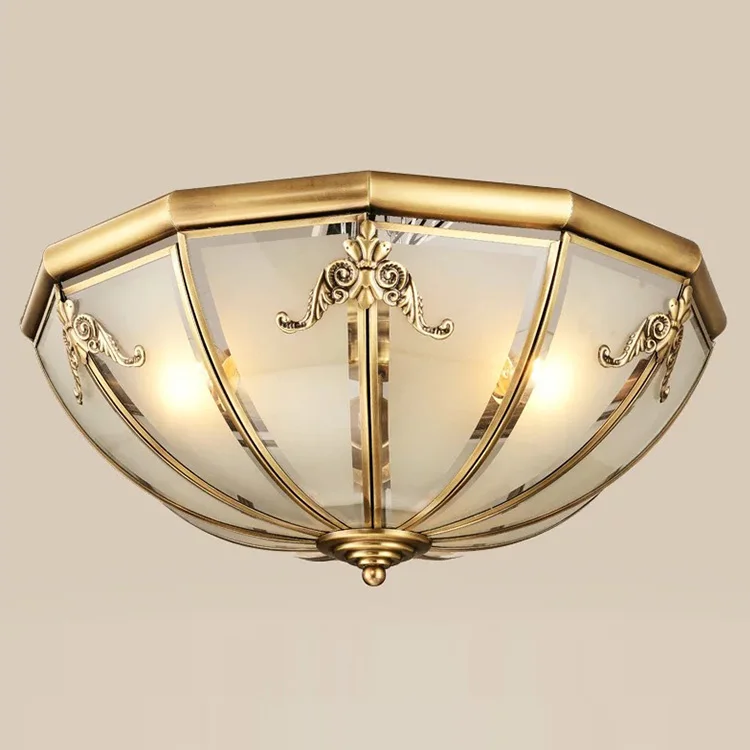 Vintage Pure Copper Ceiling Light Modern Design Copper Ceiling Lamps For Room Lobby Bronze Light
