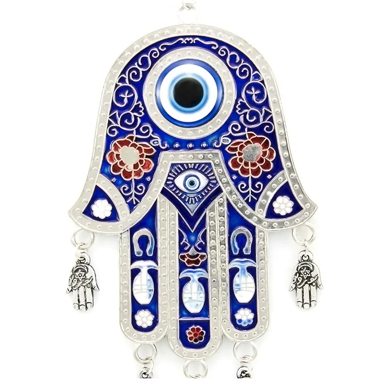 Turkish Blue Evil Eye Hamsa Hand Amulet Wall Hanging Pendant Blessing Protection 