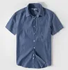 short sleeve soft wear solid chambray casual men shirt