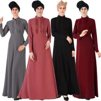 

2020 Manufacturer directly supply Front pleat with button designwith belt islamic clothing turkish abaya dress