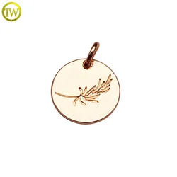 Nickle Free Gold Metal Charms Zinc Alloy Custom Leaf Logo Jewelry Pendant