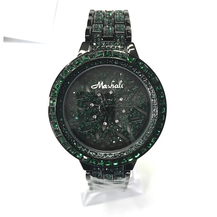 quality chinese products all stone setting stainless steel back alloy case women's fashion rotating dial watch