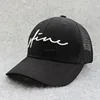 Custom black cotton 6 panel 3D embroidery mesh trucker hat