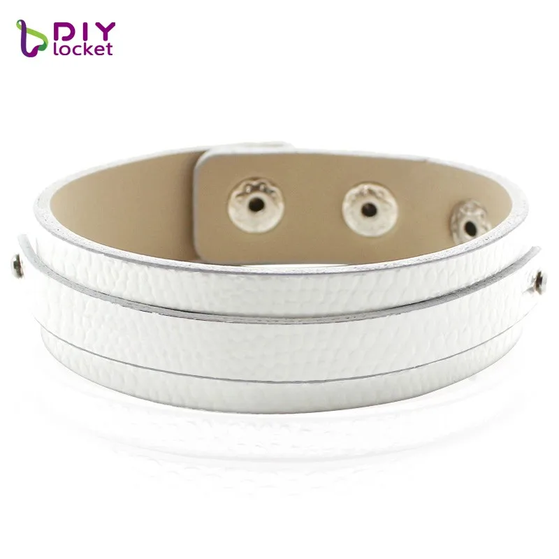 Wholesale 18+8mm Mix Color Snake Snap Button Pu Leather Bracelet Diy