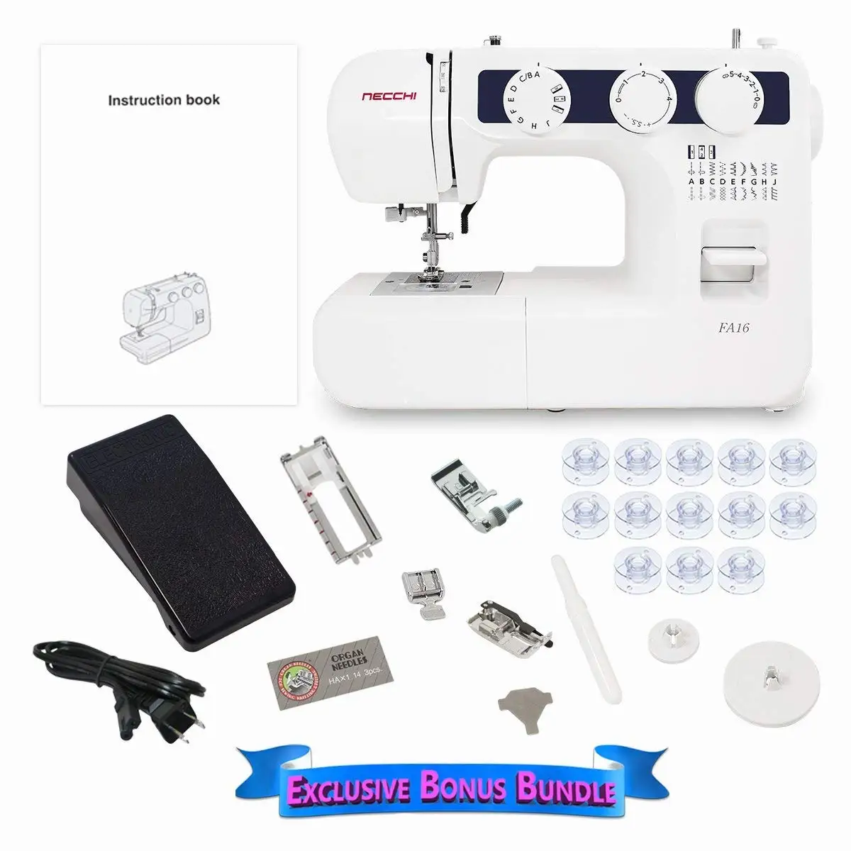 Get Quotations · Necchi FA16 Mechanical Sewing Machine with Exclusive Bonus  Bundle