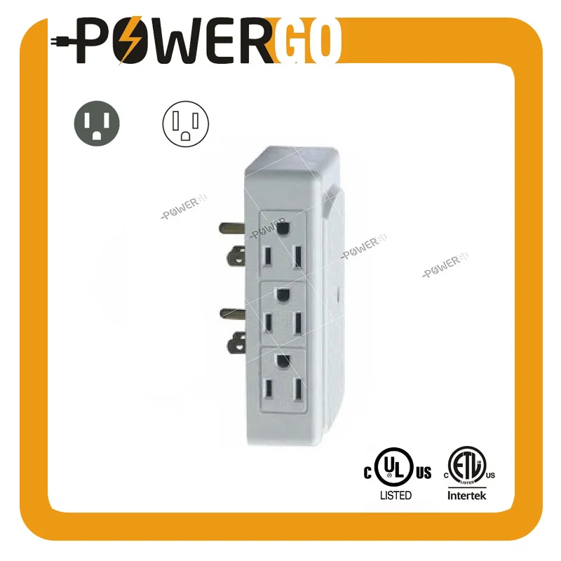 
2 Side Entry 6-Way Electrical Socket Outlet Splitter In-Wall Tap Adapter In Grey 