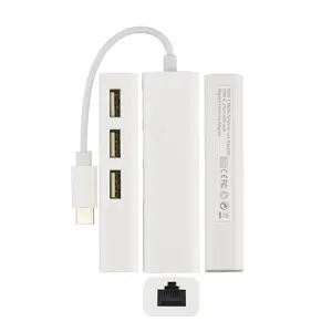 USB C to RJ45 Ethernet 3 Port USB 2.0 Hub Adapter