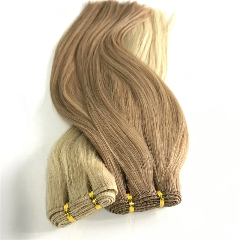 Thick Bottom Remy Hair Extensions Blonde Bundle Weft 613 Color Human Remy Hair