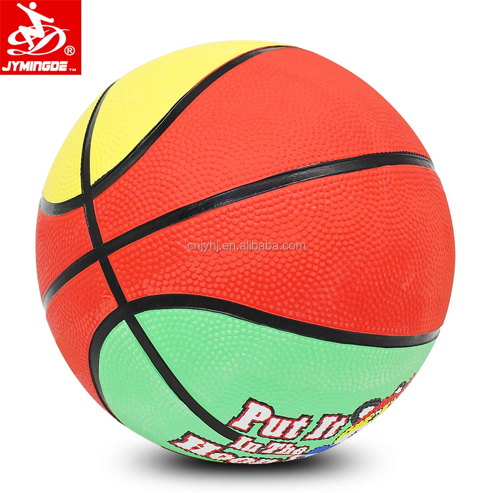 Soft custom printed carton rubber ball kids rubber basketball size 3