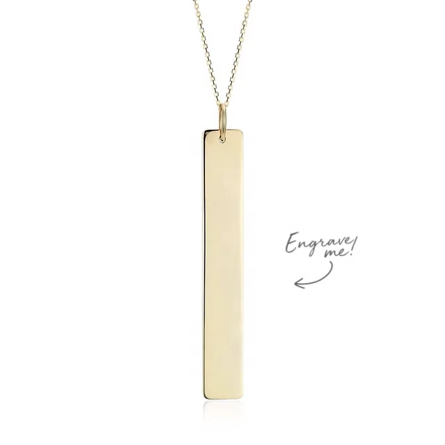 

Wholesale Gold Color Personalized Engravable 3d Blank Vertical Bar Necklace Sterling Silver, Platinum 18k gold 24k gold rose gold