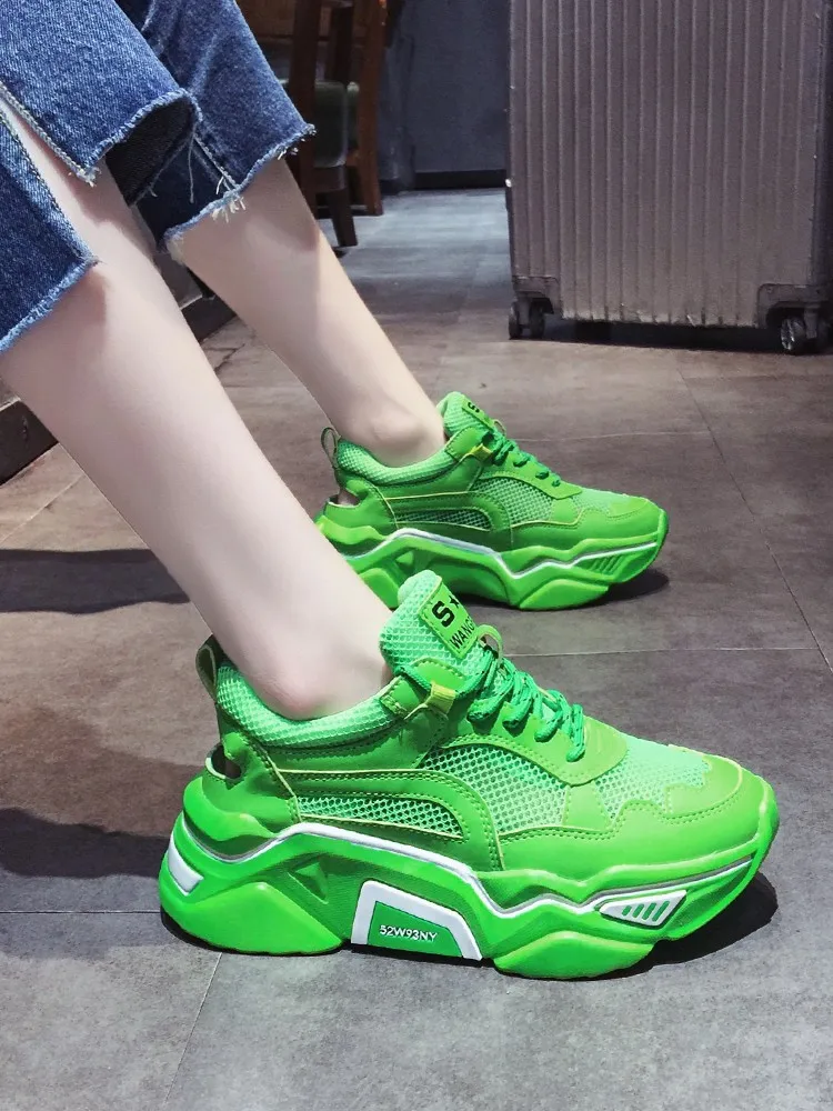 Wholesale Fashion Sneakers Breathable Green Platform Sneakers Shoes ...