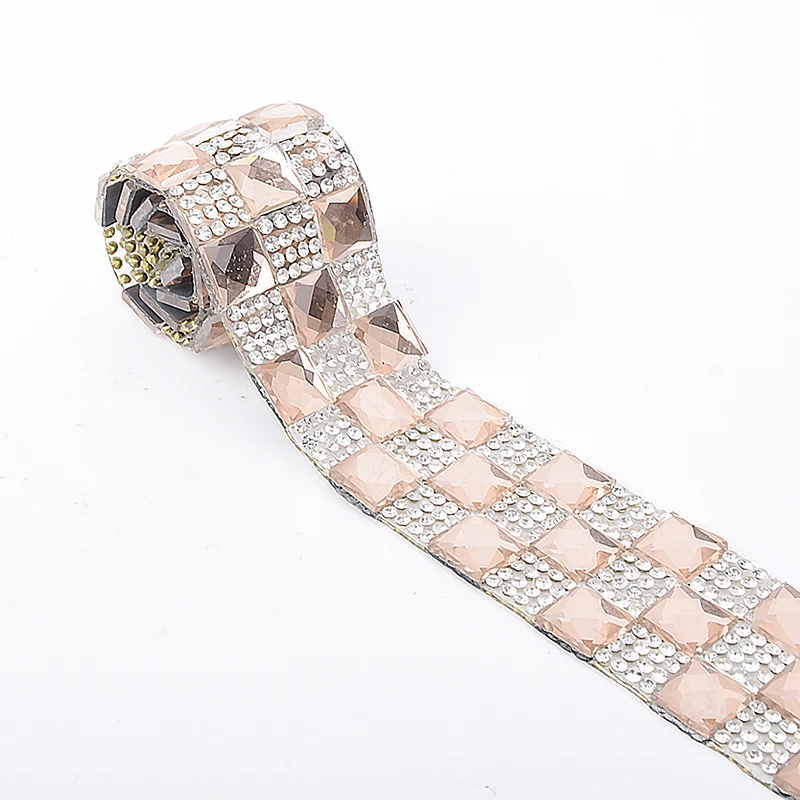 

LOCACRYSTAL Brand Hotfix rhinestone trim chain strass roll rhinestone banding trimming for diy clothes decoration, As picture shown