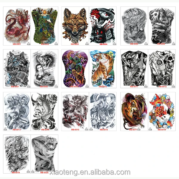 

OEM Full Color Back Tattoo Sticker For Girl Sexy and Boy Temporary Stickers