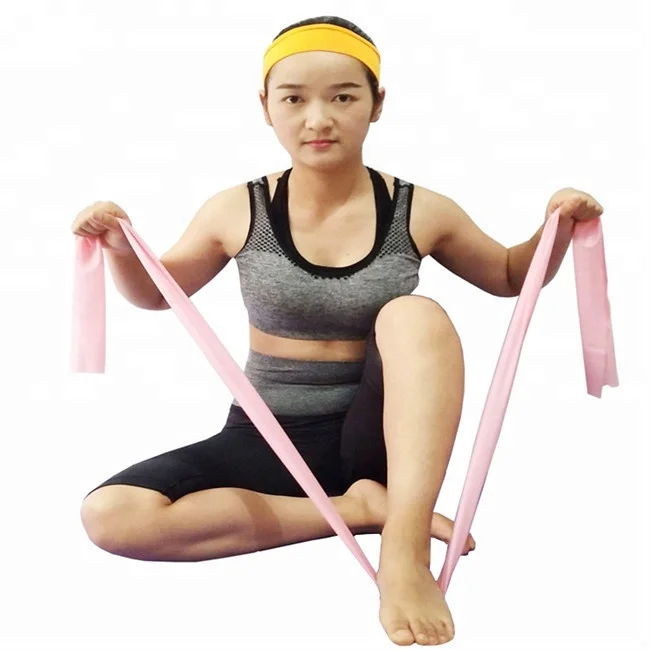 

natural pink TPE gym exercise stretching eco friendly resistance band straps yoga elastic belt, Pink/blue/yellow/green/purple