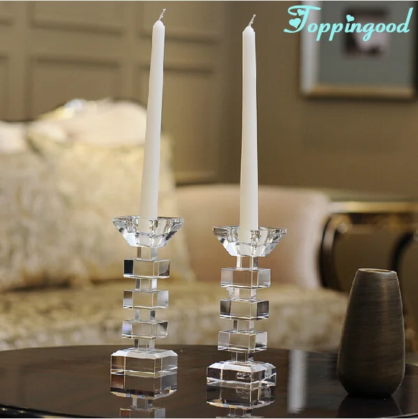 Transparent Block Crystal Candle Holder For Wedding Centerpieces Buy