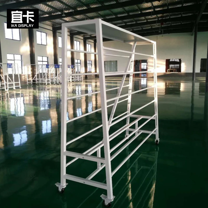 Heavy Duty Double Sided Rolling Fabric Roll Display Rack For Factory